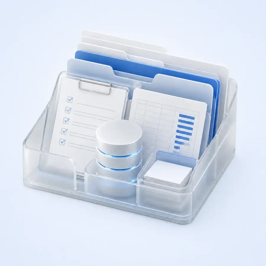 Internal business software, three-dimensional software illustration