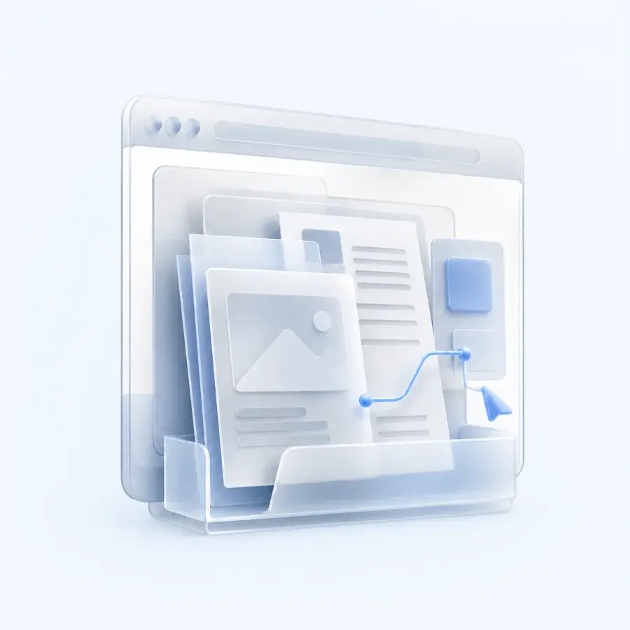 Custom web applications, three-dimensional software illustration