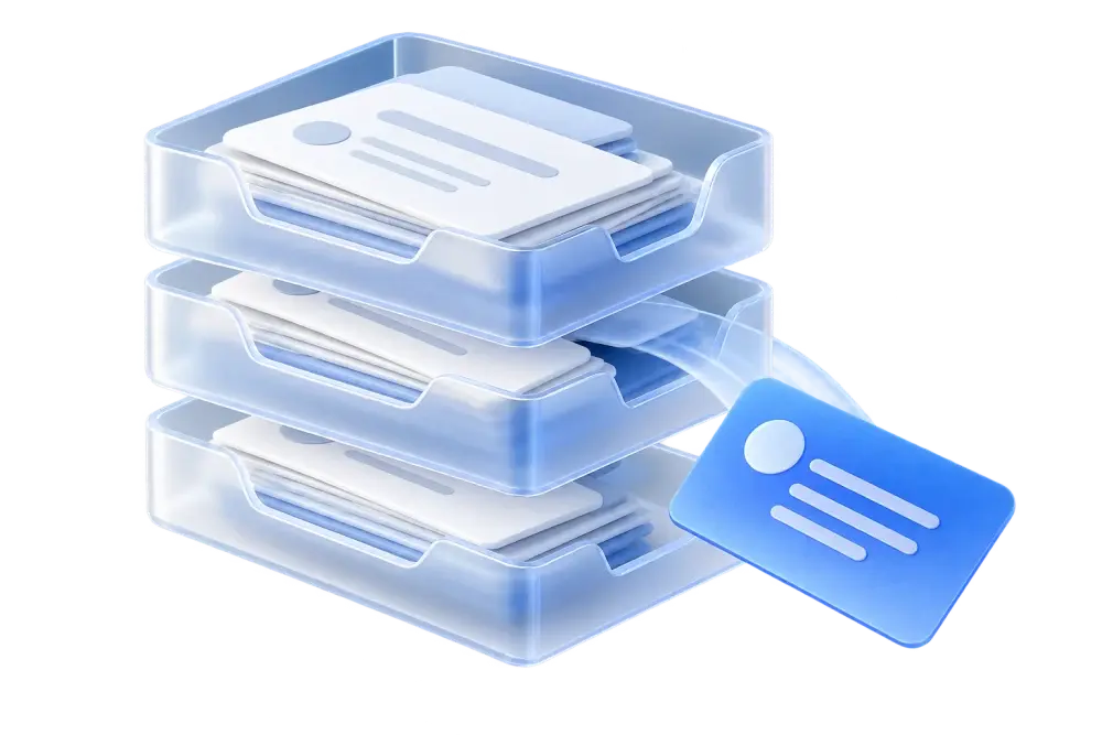 An enquiry slipping out of several filing trays