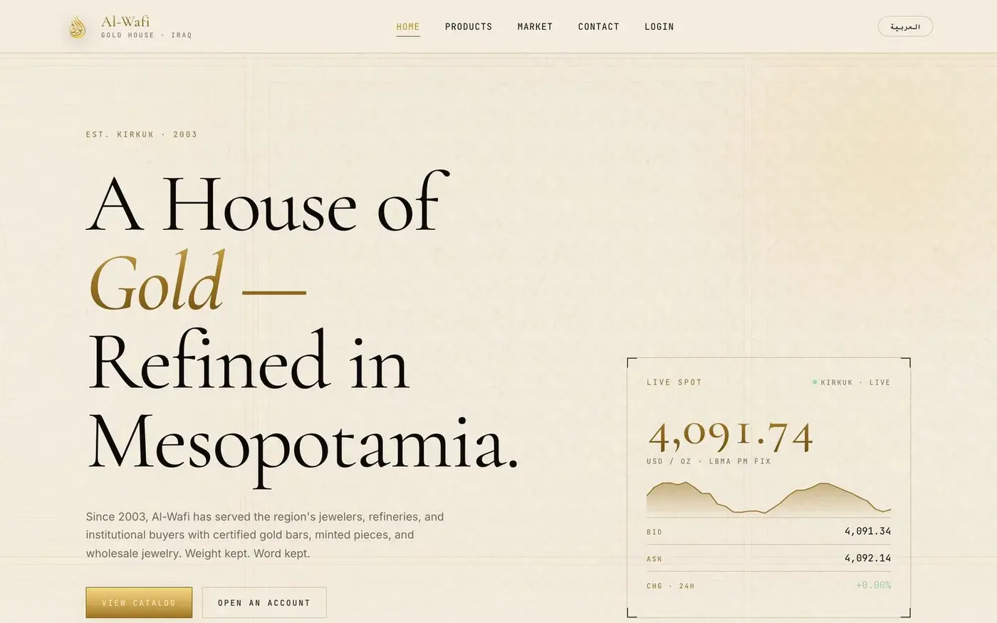 Al-Wafi Gold House, B2B-Goldhandel